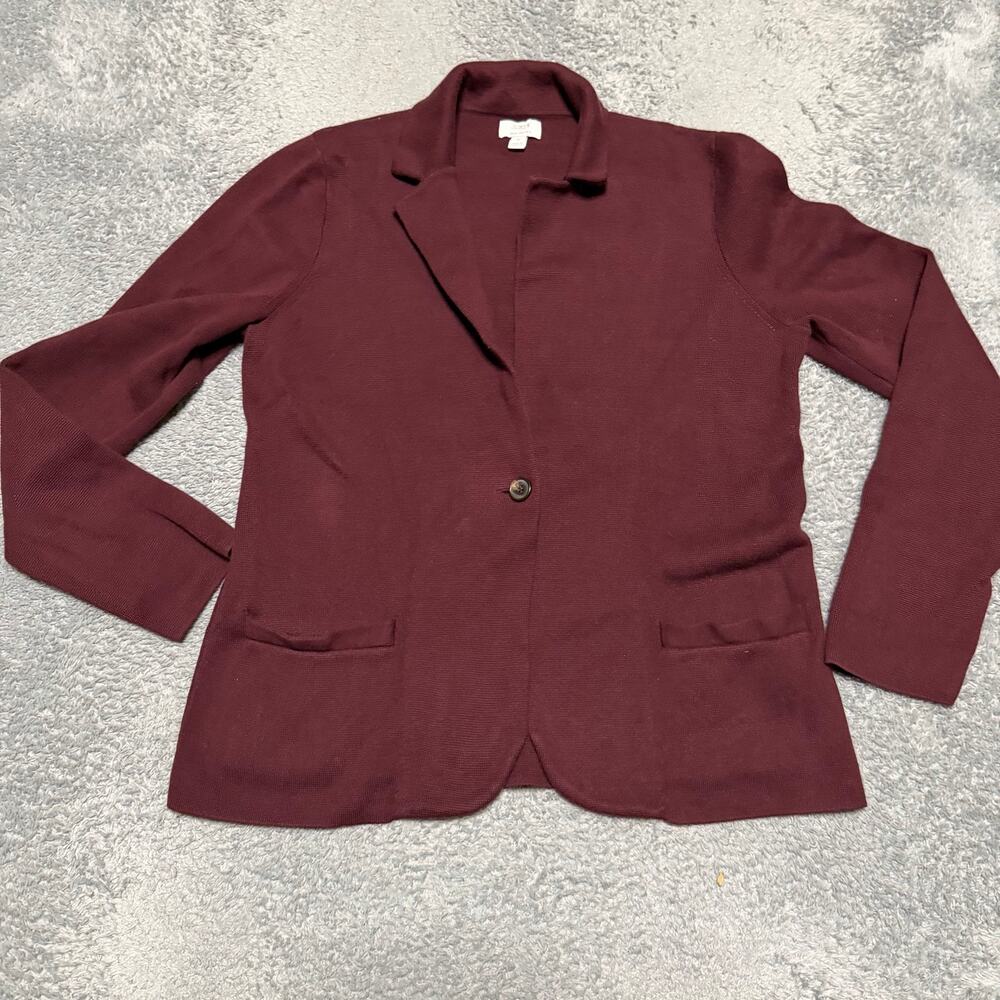 J.Crew Schoolboy Sweater Blazer Womens Medium Maroon Cotton Pockets